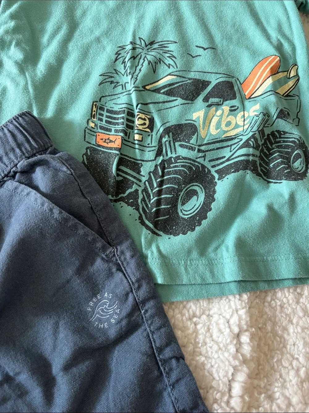Garanimals beach truck with blue shorts